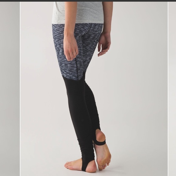 Lululemon Wunder Under Pant *Stirrup Dramatic Static White Black / Black - Picture 2 of 10